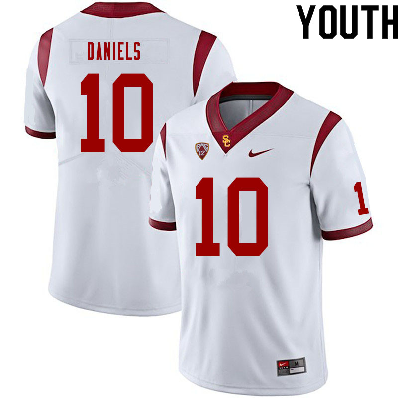 Youth #10 JT Daniels USC Trojans College Football Jerseys Sale-White